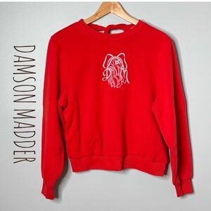 Damson Madder Sweatshirt Feminine Logo Self Tie Bow Back Red Worn In Look Size 8
